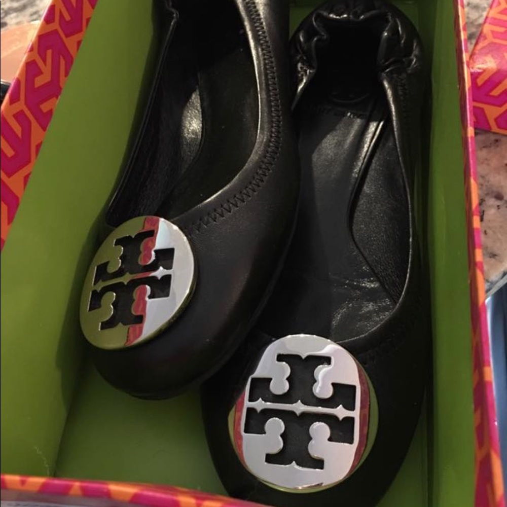 Tory birch ballet shoes black/silver